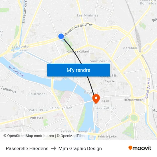 Passerelle Haedens to Mjm Graphic Design map