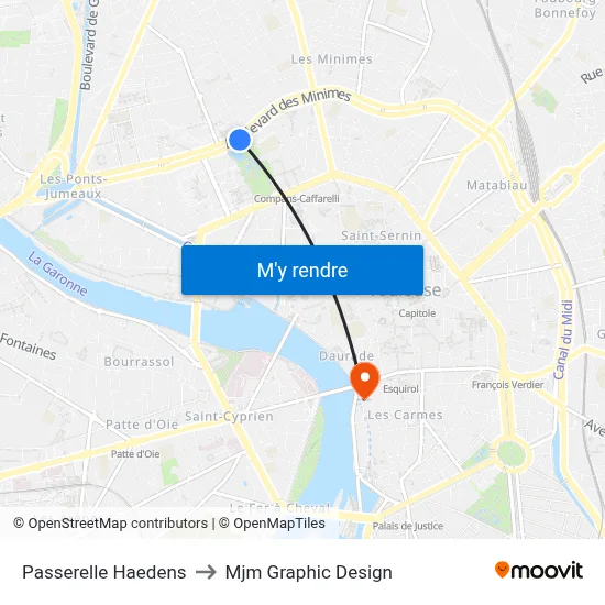 Passerelle Haedens to Mjm Graphic Design map