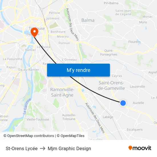 St-Orens Lycée to Mjm Graphic Design map