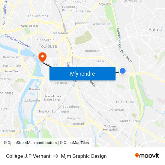Collège J.P Vernant to Mjm Graphic Design map