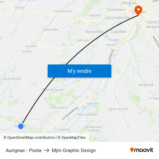 Aurignac - Poste to Mjm Graphic Design map