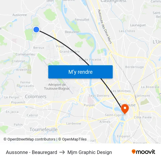 Aussonne - Beauregard to Mjm Graphic Design map