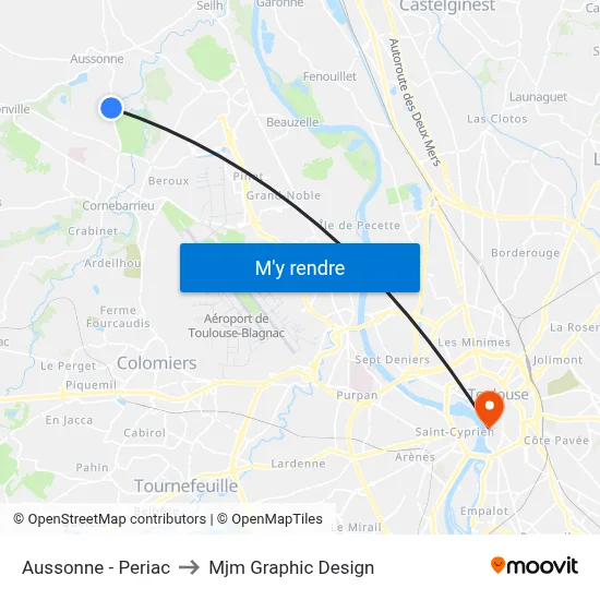 Aussonne - Periac to Mjm Graphic Design map