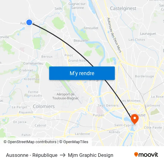 Aussonne - République to Mjm Graphic Design map