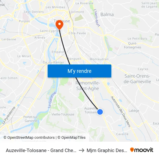 Auzeville-Tolosane - Grand Chemin to Mjm Graphic Design map