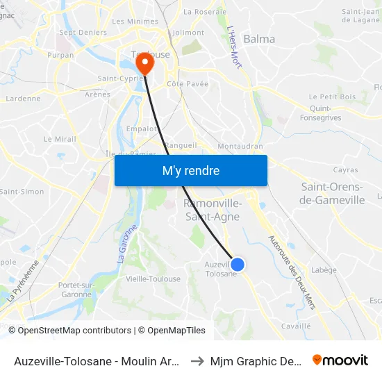Auzeville-Tolosane - Moulin Armand to Mjm Graphic Design map