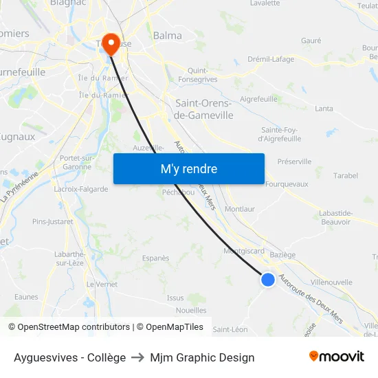 Ayguesvives - Collège to Mjm Graphic Design map