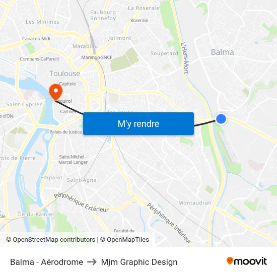 Balma - Aérodrome to Mjm Graphic Design map