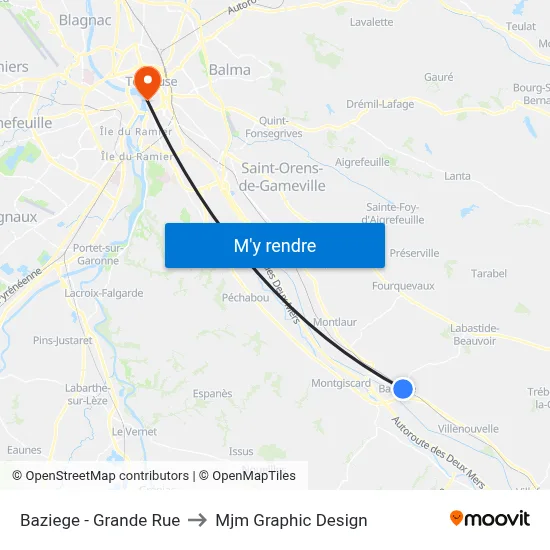 Baziege - Grande Rue to Mjm Graphic Design map