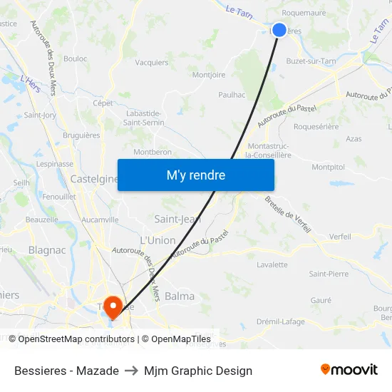 Bessieres - Mazade to Mjm Graphic Design map