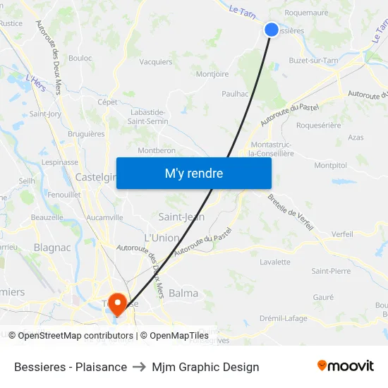 Bessieres - Plaisance to Mjm Graphic Design map