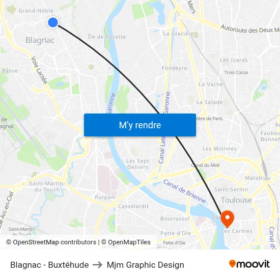 Blagnac - Buxtéhude to Mjm Graphic Design map