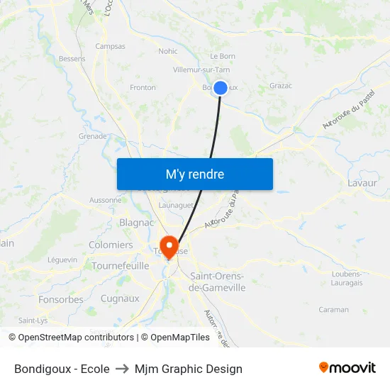 Bondigoux - Ecole to Mjm Graphic Design map
