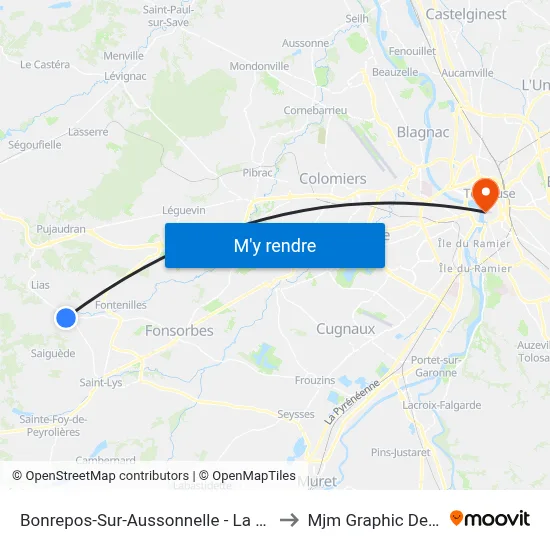 Bonrepos-Sur-Aussonnelle - La Goutte to Mjm Graphic Design map