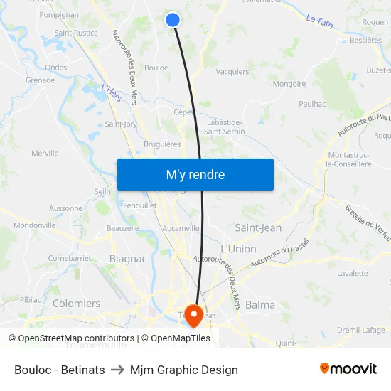 Bouloc - Betinats to Mjm Graphic Design map