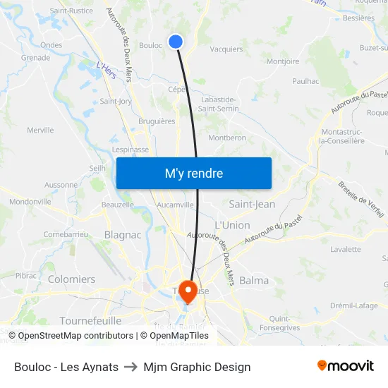 Bouloc - Les Aynats to Mjm Graphic Design map