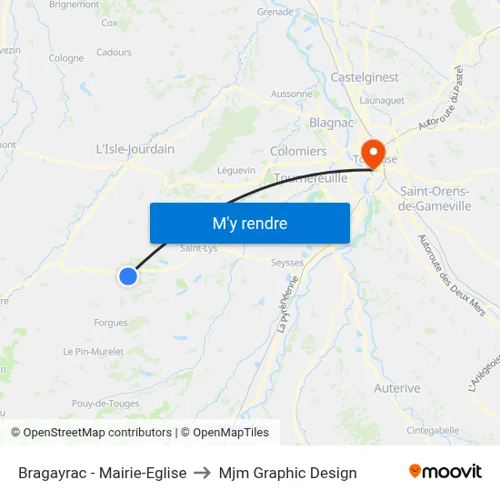 Bragayrac - Mairie-Eglise to Mjm Graphic Design map