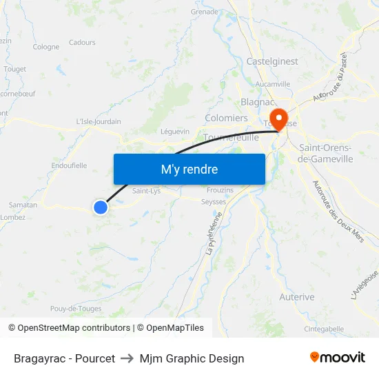 Bragayrac - Pourcet to Mjm Graphic Design map