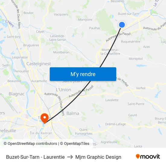 Buzet-Sur-Tarn - Laurentie to Mjm Graphic Design map