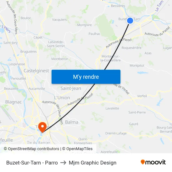 Buzet-Sur-Tarn - Parro to Mjm Graphic Design map