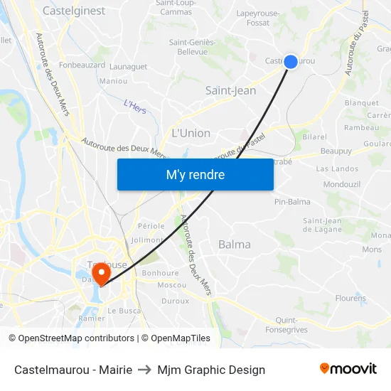 Castelmaurou - Mairie to Mjm Graphic Design map