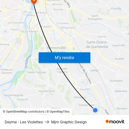 Deyme - Les Violettes to Mjm Graphic Design map