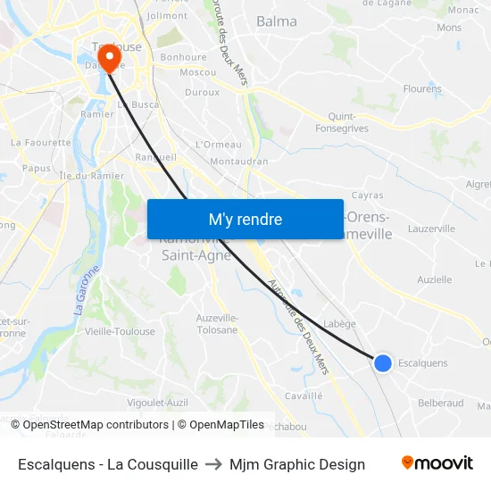 Escalquens - La Cousquille to Mjm Graphic Design map