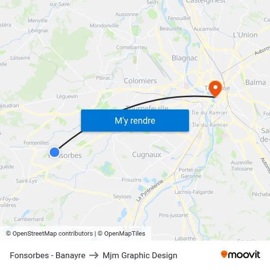 Fonsorbes - Banayre to Mjm Graphic Design map