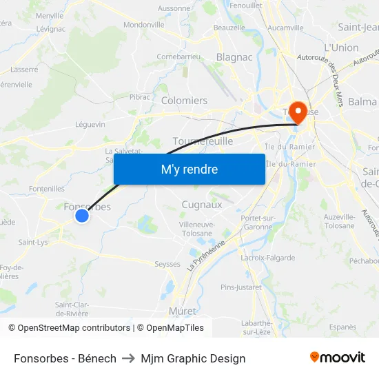 Fonsorbes - Bénech to Mjm Graphic Design map