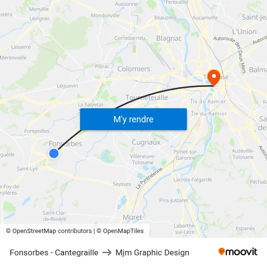 Fonsorbes - Cantegraille to Mjm Graphic Design map