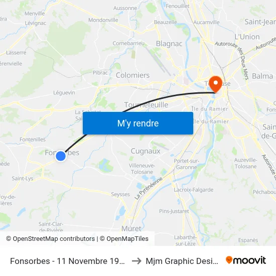 Fonsorbes - 11 Novembre 1918 to Mjm Graphic Design map