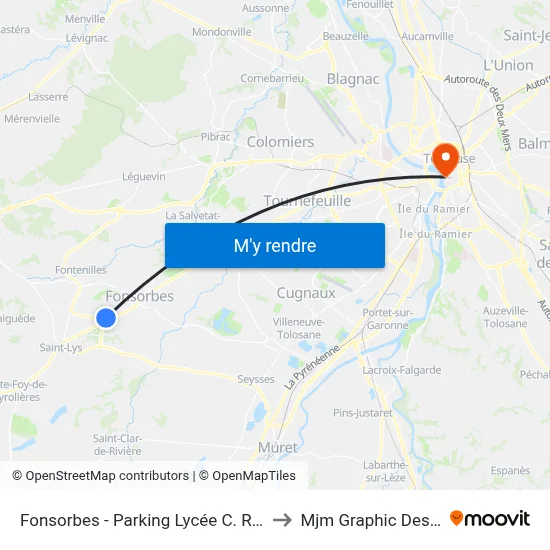 Fonsorbes - Parking Lycée C. Royer to Mjm Graphic Design map