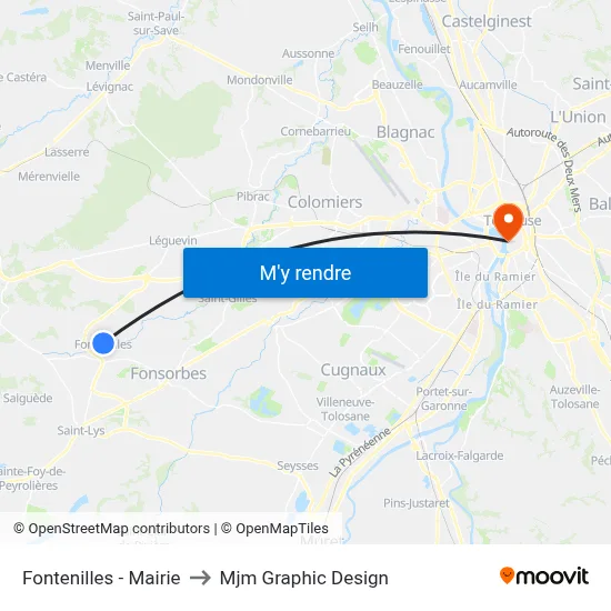 Fontenilles - Mairie to Mjm Graphic Design map
