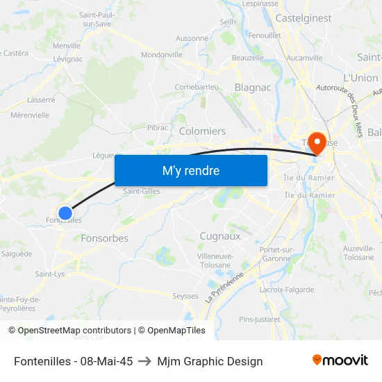 Fontenilles - 08-Mai-45 to Mjm Graphic Design map