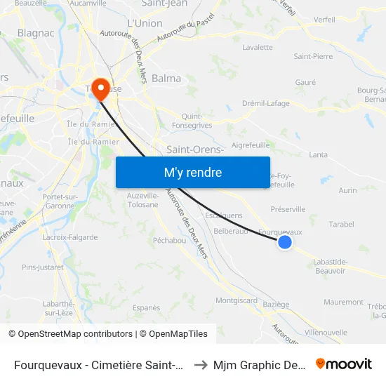 Fourquevaux - Cimetière Saint-Pierre to Mjm Graphic Design map
