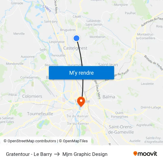 Gratentour - Le Barry to Mjm Graphic Design map