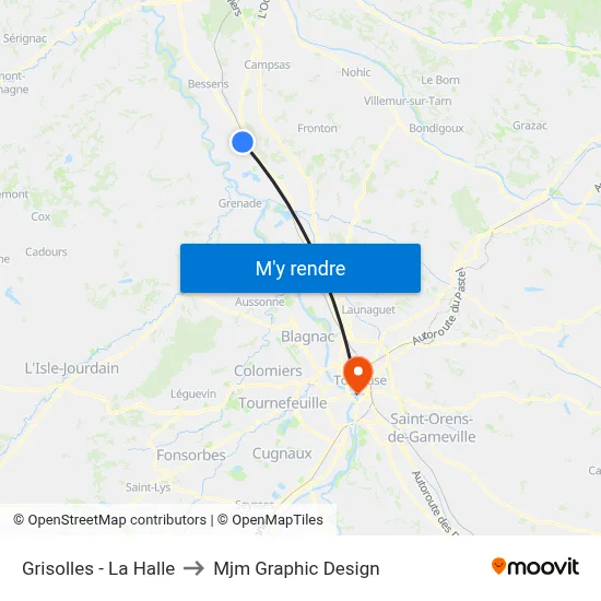 Grisolles - La Halle to Mjm Graphic Design map