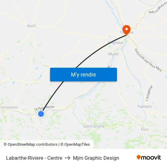Labarthe-Riviere - Centre to Mjm Graphic Design map