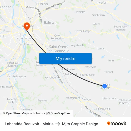 Labastide-Beauvoir - Mairie to Mjm Graphic Design map