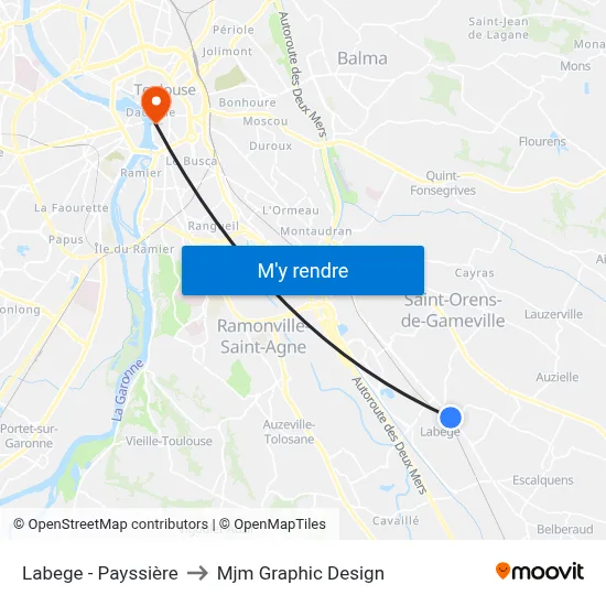 Labege - Payssière to Mjm Graphic Design map