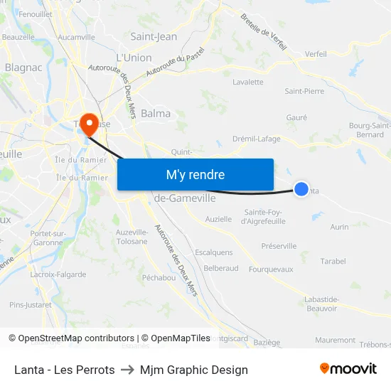 Lanta - Les Perrots to Mjm Graphic Design map