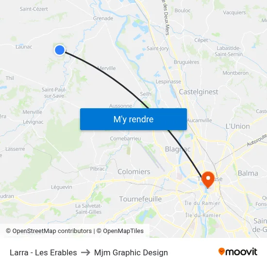 Larra - Les Erables to Mjm Graphic Design map