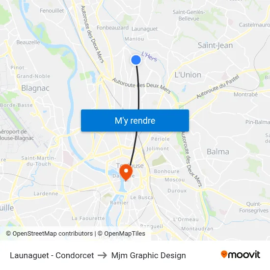 Launaguet - Condorcet to Mjm Graphic Design map