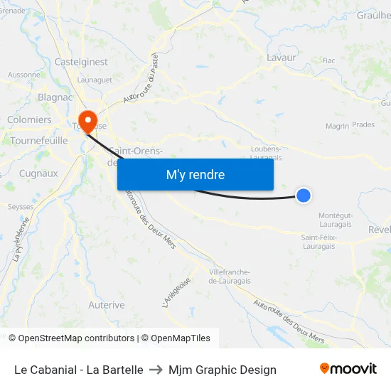 Le Cabanial - La Bartelle to Mjm Graphic Design map