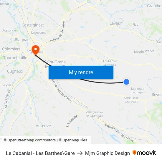 Le Cabanial - Les Barthes\Gare to Mjm Graphic Design map