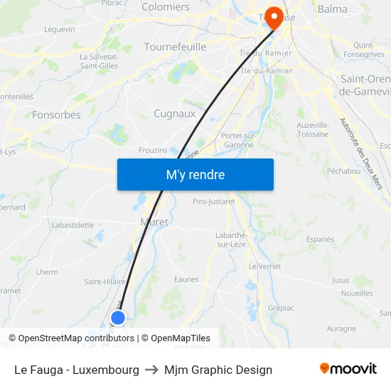 Le Fauga - Luxembourg to Mjm Graphic Design map