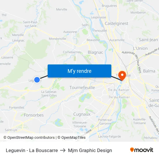 Leguevin - La Bouscarre to Mjm Graphic Design map