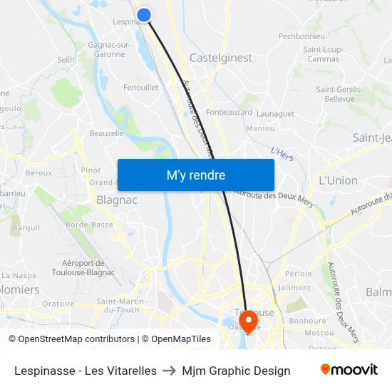 Lespinasse - Les Vitarelles to Mjm Graphic Design map