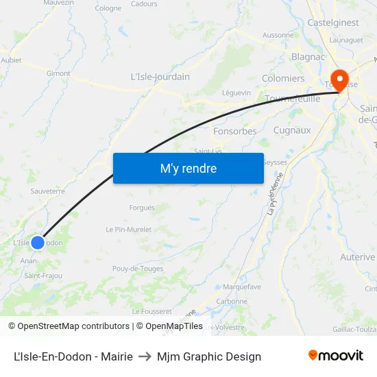 L'Isle-En-Dodon - Mairie to Mjm Graphic Design map