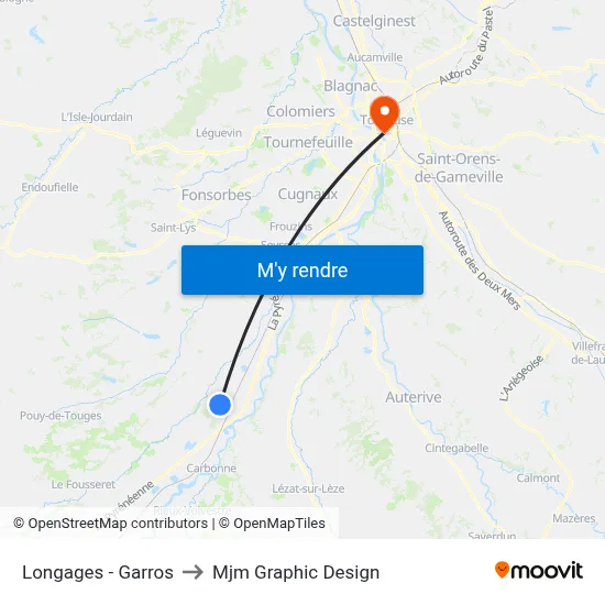 Longages - Garros to Mjm Graphic Design map